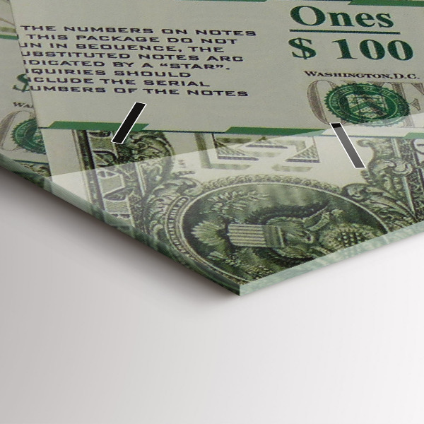 Glass wall clock rectangular 1 US dollar