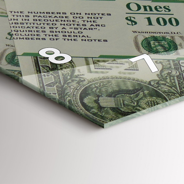 Glass wall clock rectangular 1 US dollar