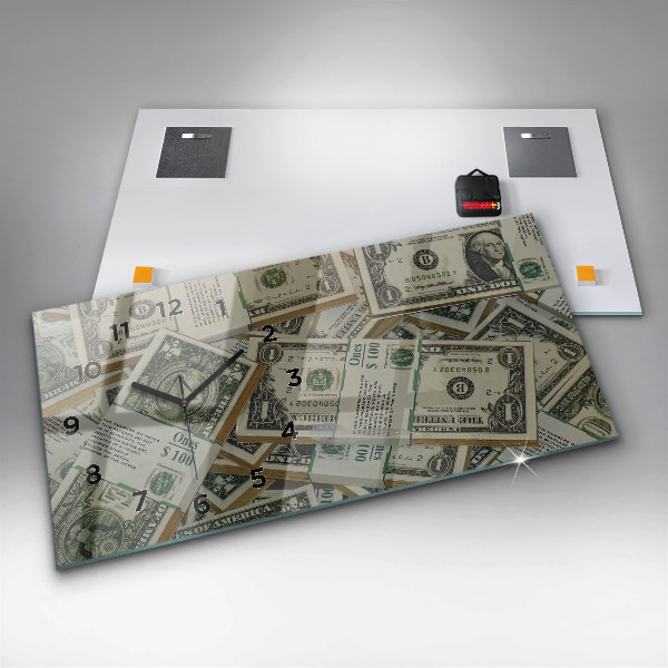Glass wall clock rectangular 1 US dollar