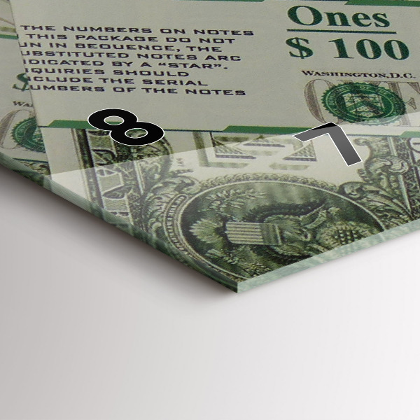 Glass wall clock rectangular 1 US dollar