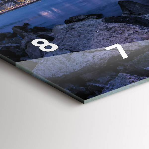 Glass wall clock rectangular Rocky shore under the bridge