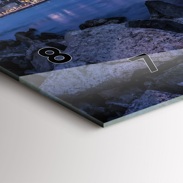 Glass wall clock rectangular Rocky shore under the bridge