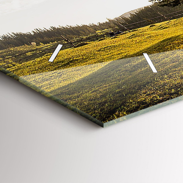 Glass wall clock rectangular A tree on a hill