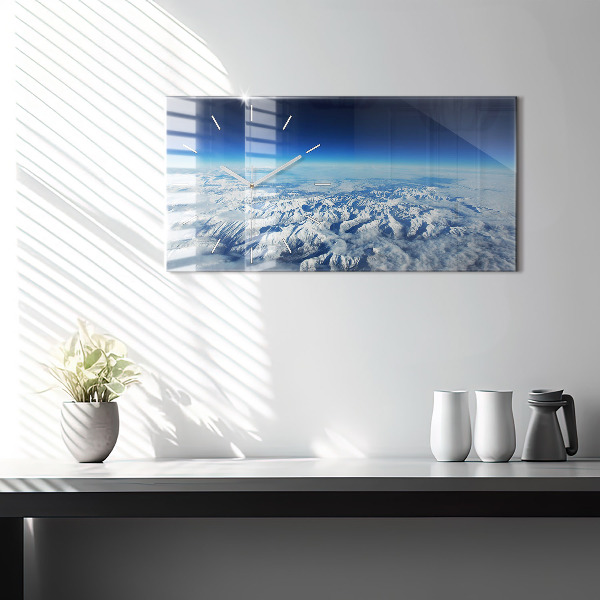 Glass wall clock rectangular Fishing boat in port