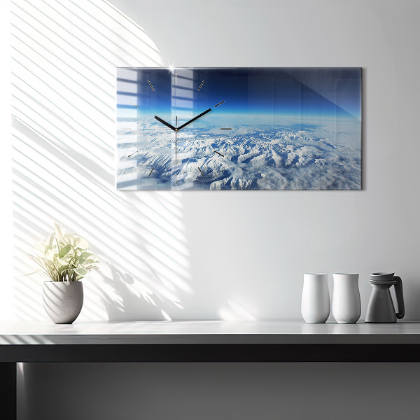 Glass wall clock rectangular Fishing boat in port