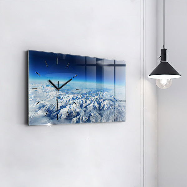 Glass wall clock rectangular Fishing boat in port