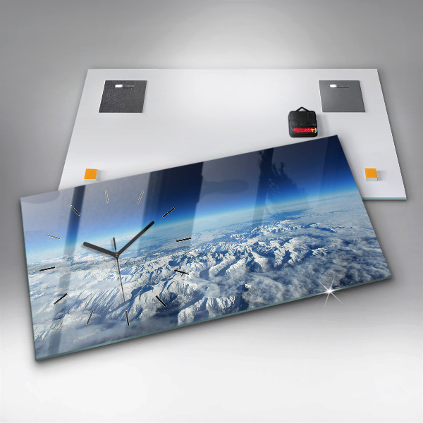 Glass wall clock rectangular Fishing boat in port