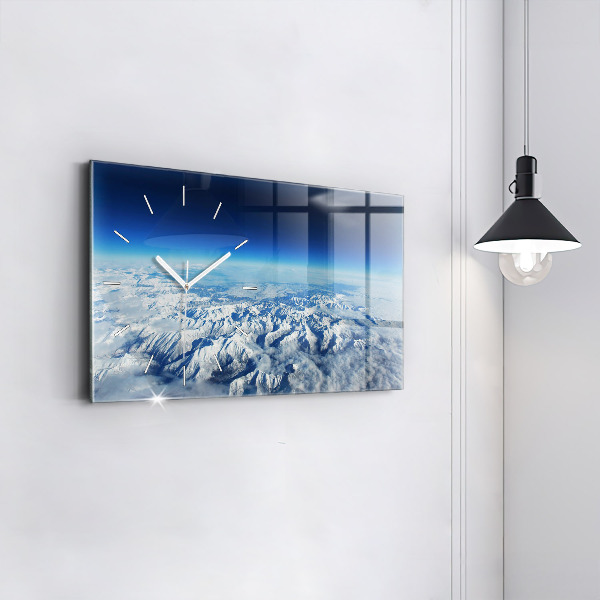 Glass wall clock rectangular Fishing boat in port