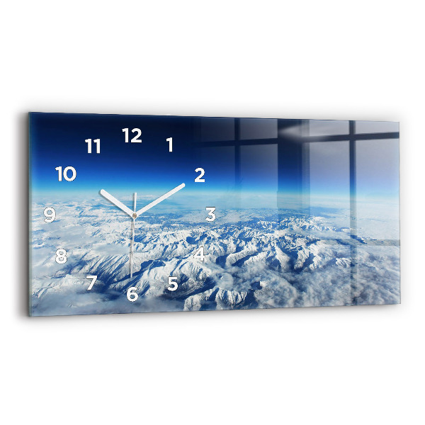 Glass wall clock rectangular Fishing boat in port