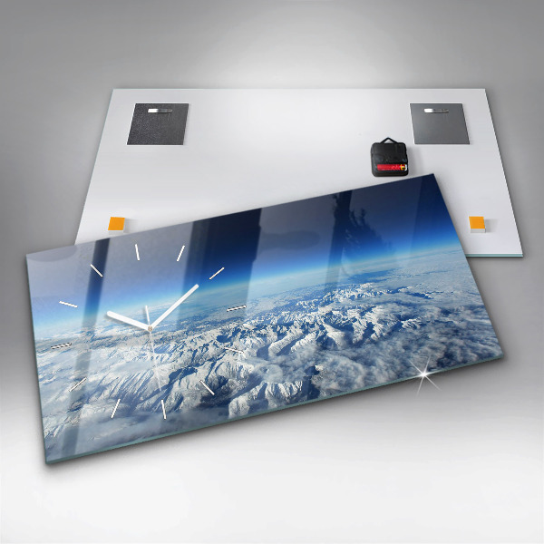 Glass wall clock rectangular Fishing boat in port