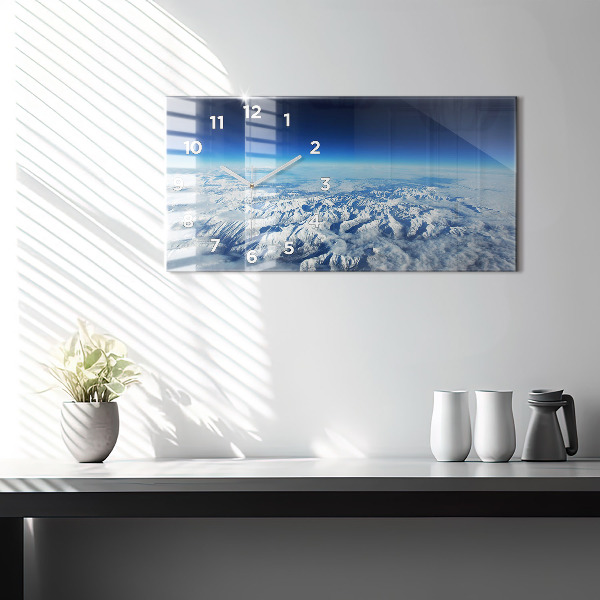 Glass wall clock rectangular Fishing boat in port