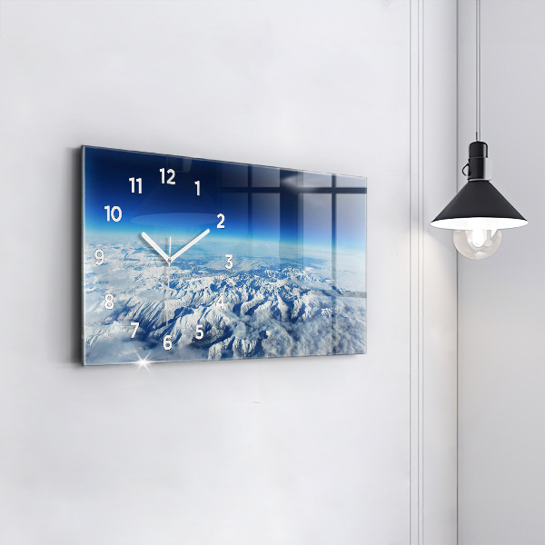 Glass wall clock rectangular Fishing boat in port
