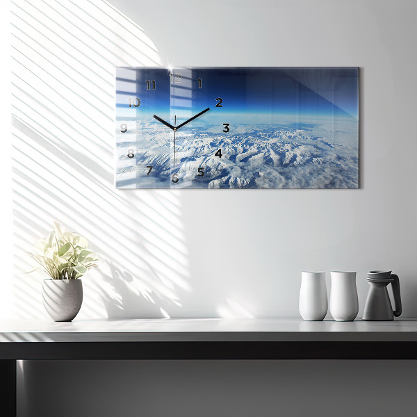 Glass wall clock rectangular Fishing boat in port