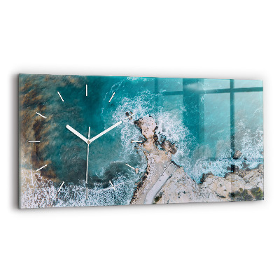 Glass wall clock rectangular Fjords in Costa Blanca