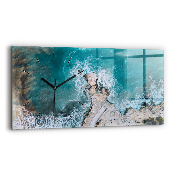 Glass wall clock rectangular Fjords in Costa Blanca