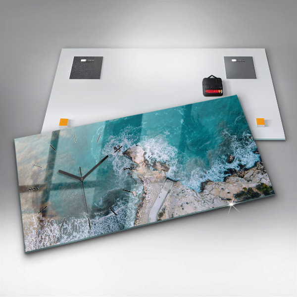 Glass wall clock rectangular Fjords in Costa Blanca
