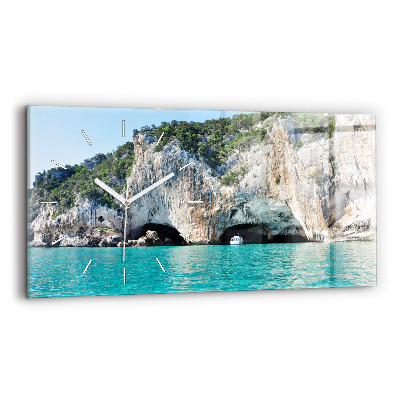 Glass wall clock rectangular Underwater Cave