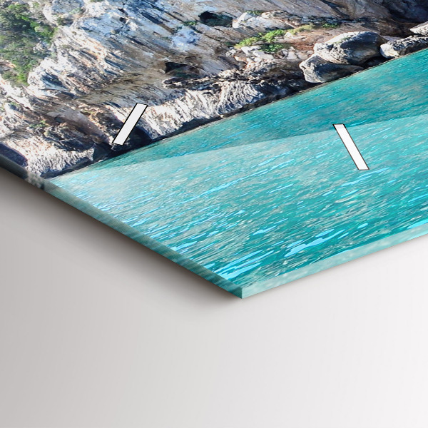 Glass wall clock rectangular Underwater Cave