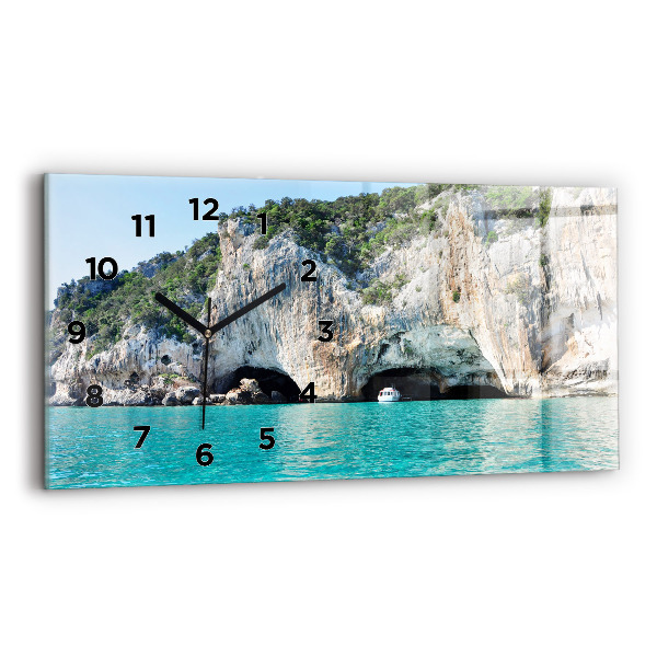 Glass wall clock rectangular Underwater Cave