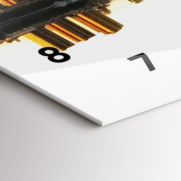 Glass wall clock rectangular A city on the river