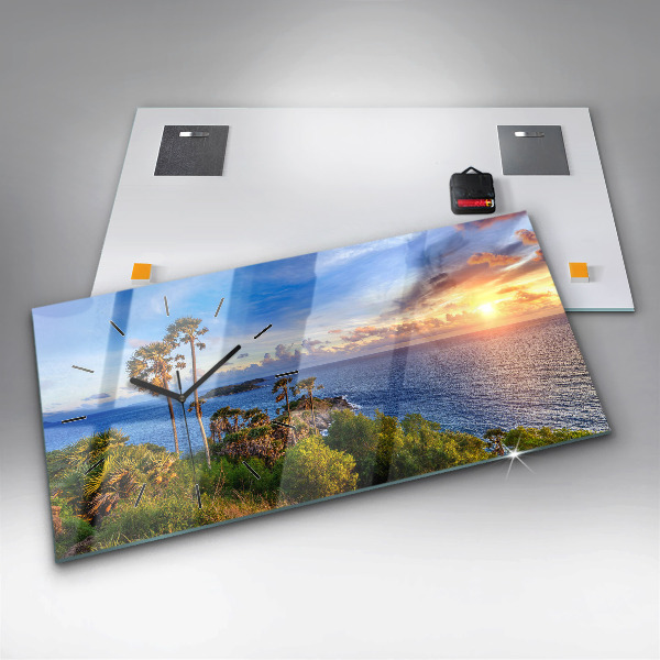 Glass wall clock rectangular Phuket in Thailand