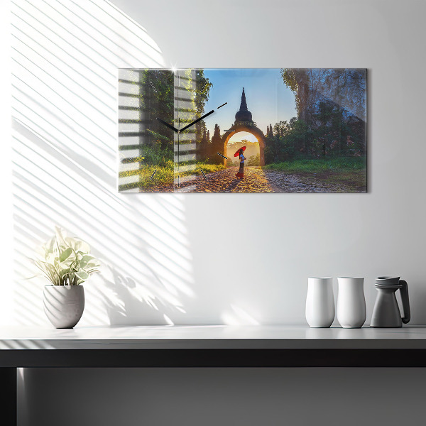 Glass wall clock rectangular Surat Thani Park Thailand