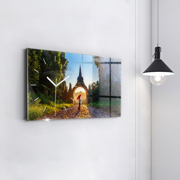 Glass wall clock rectangular Surat Thani Park Thailand