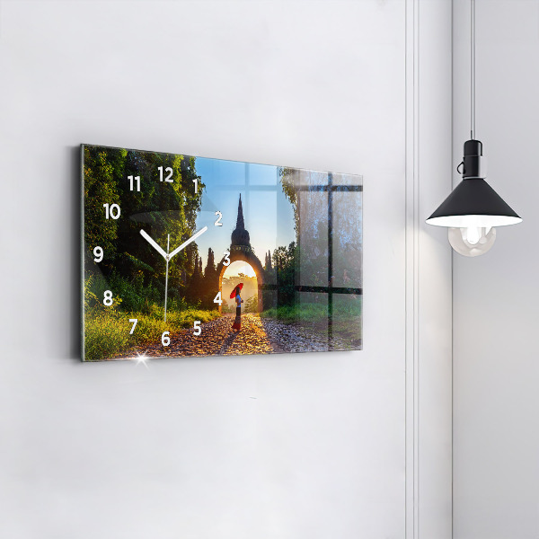Glass wall clock rectangular Surat Thani Park Thailand