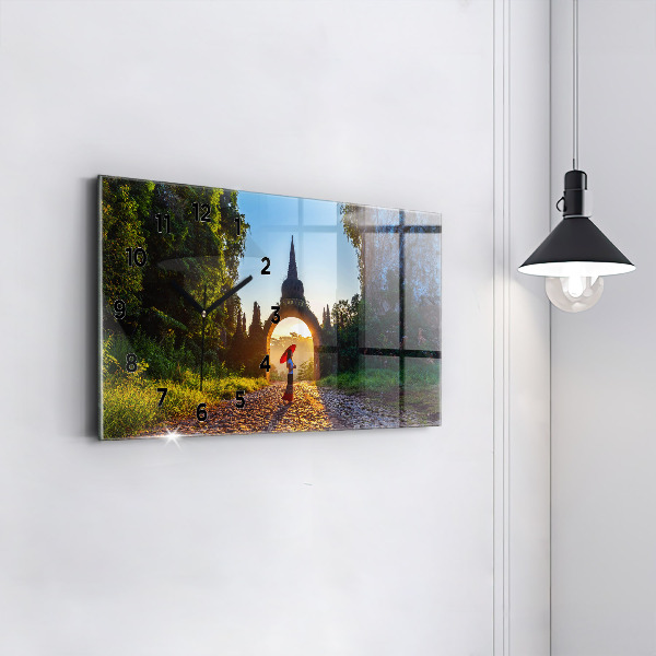 Glass wall clock rectangular Surat Thani Park Thailand