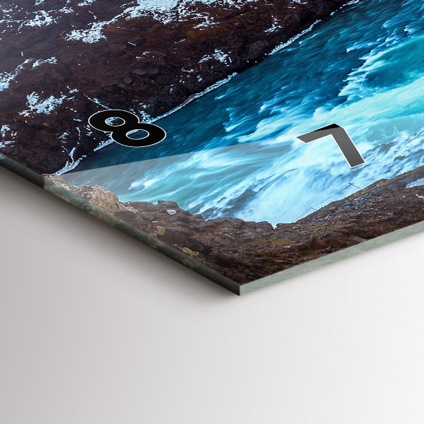 Glass wall clock rectangular Gullfoss Waterfall in Iceland