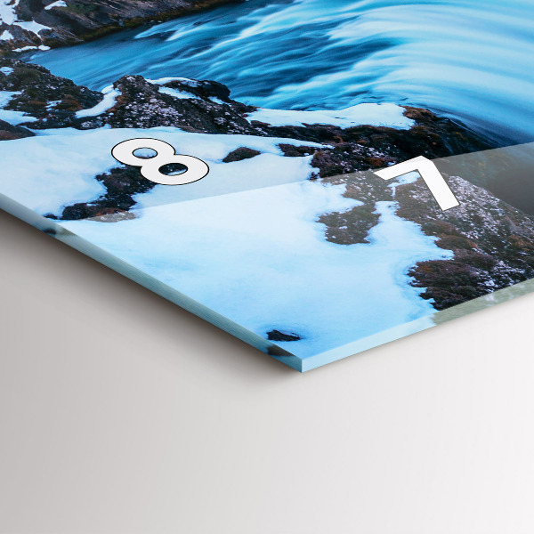 Glass wall clock rectangular Godafoss Waterfall Iceland