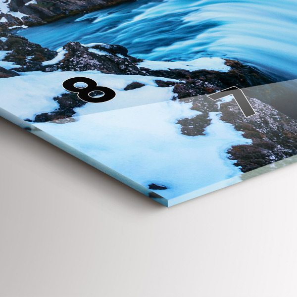 Glass wall clock rectangular Godafoss Waterfall Iceland