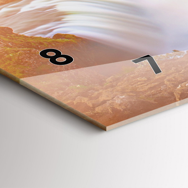 Glass wall clock rectangular Godafoss in Iceland