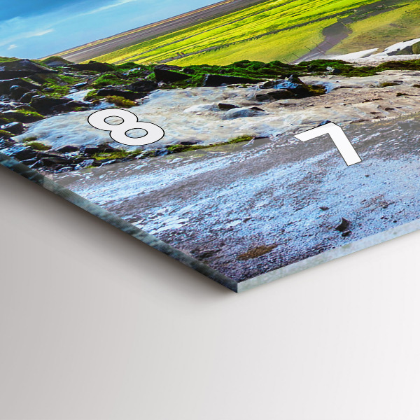 Glass wall clock rectangular Waterfall in Iceland