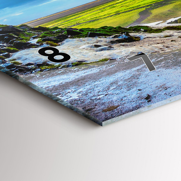 Glass wall clock rectangular Waterfall in Iceland