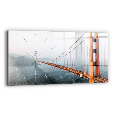Glass wall clock rectangular Golden Gate Bridge