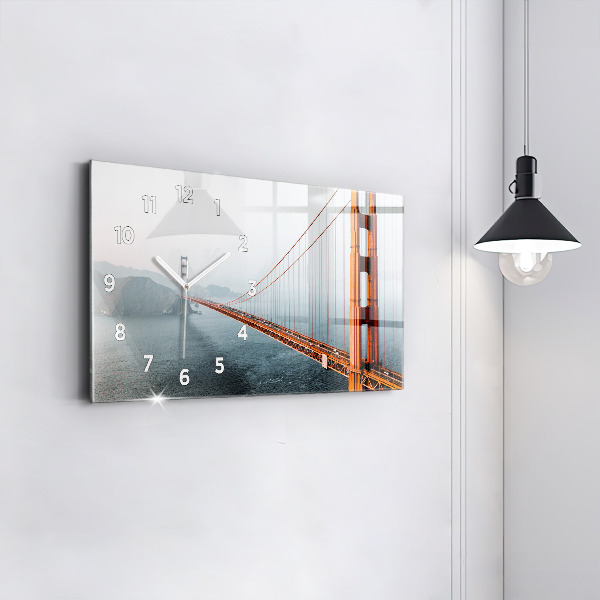 Glass wall clock rectangular Golden Gate Bridge