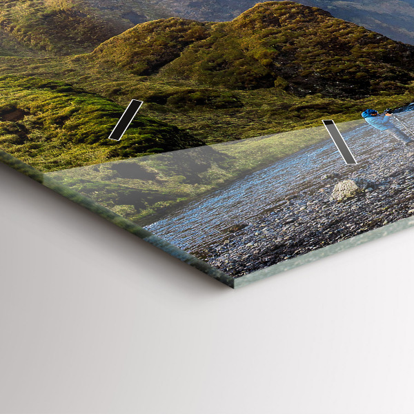 Glass wall clock rectangular Waterfall in Iceland