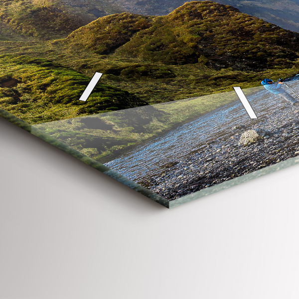 Glass wall clock rectangular Waterfall in Iceland