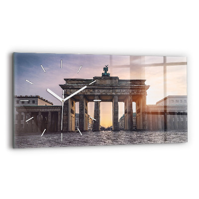 Glass wall clock rectangular Brandenburg Gate