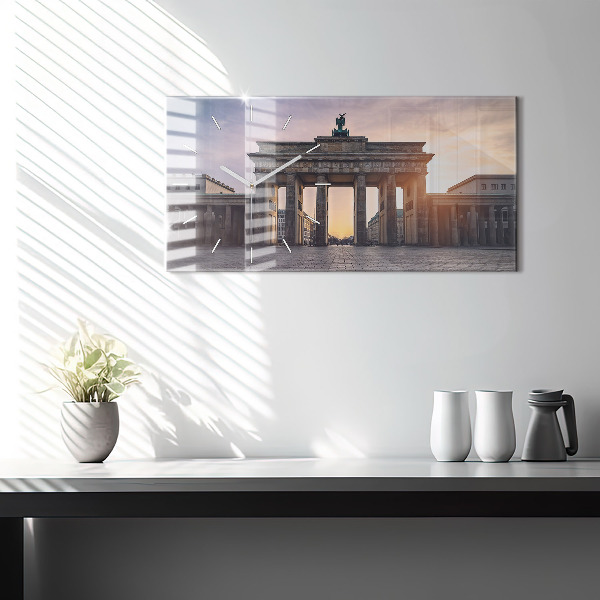 Glass wall clock rectangular Brandenburg Gate