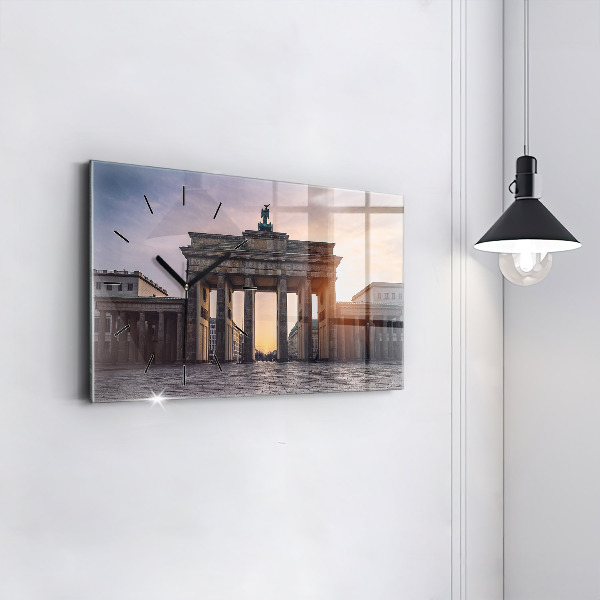 Glass wall clock rectangular Brandenburg Gate