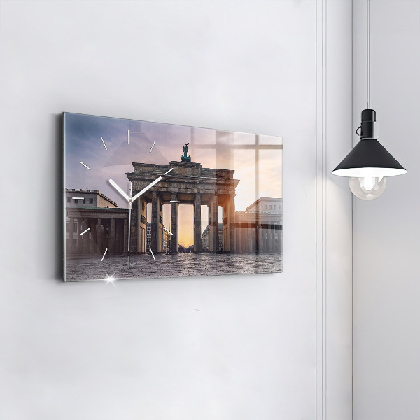 Glass wall clock rectangular Brandenburg Gate
