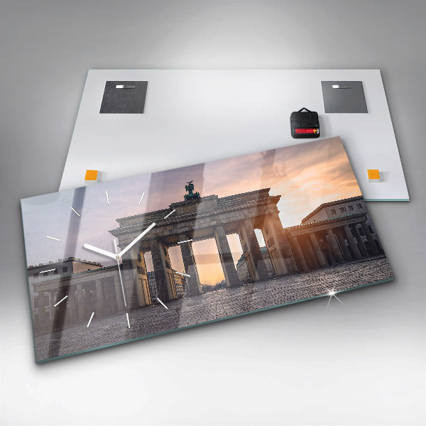 Glass wall clock rectangular Brandenburg Gate