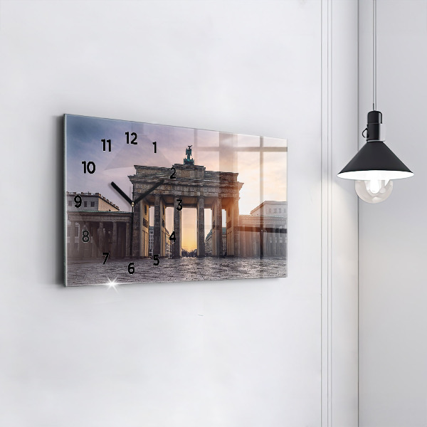Glass wall clock rectangular Brandenburg Gate