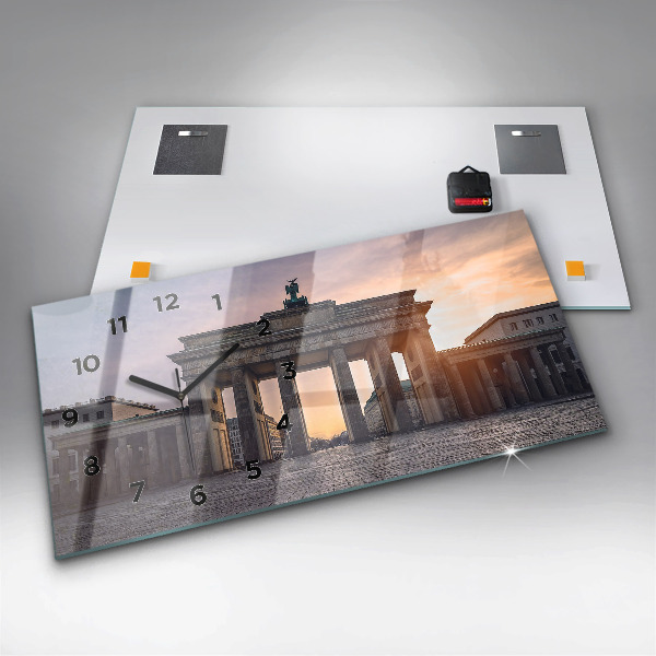 Glass wall clock rectangular Brandenburg Gate