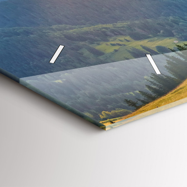 Glass wall clock rectangular Landscape with forests