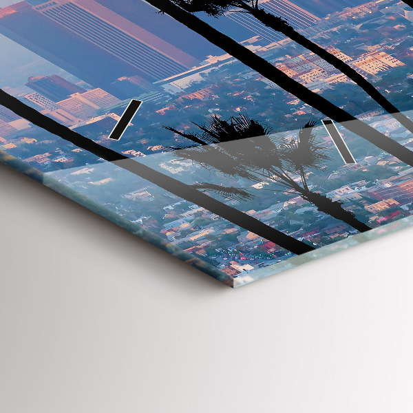 Glass wall clock rectangular Los Angeles Sunset