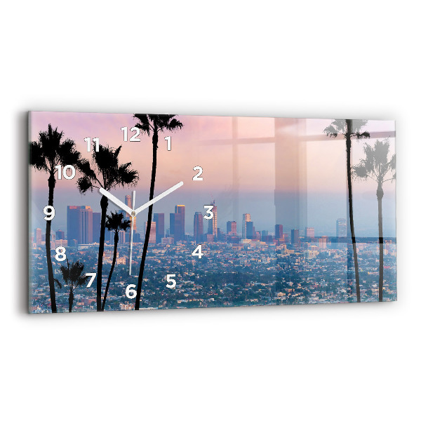 Glass wall clock rectangular Los Angeles Sunset