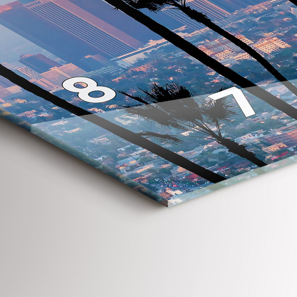 Glass wall clock rectangular Los Angeles Sunset